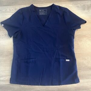 Figs Women’s Navy Blue Casma Three-Pocket Scrub Top size Large